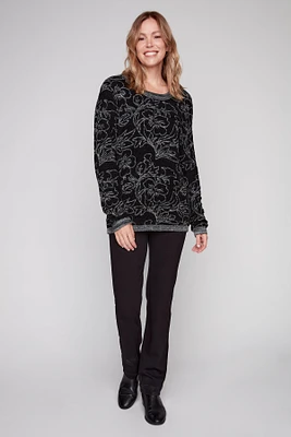 Floral jacquard sweater