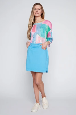 Colored denim skort