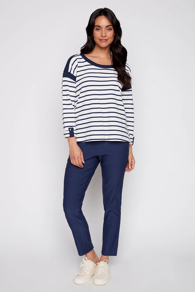 Boat neck stripe top