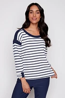 Boat neck stripe top