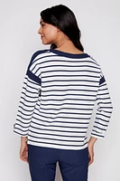 Boat neck stripe top