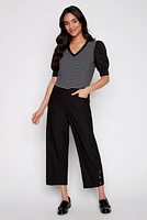 Wide leg twill capri