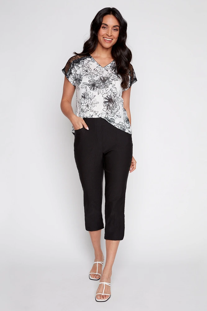 Slim leg twill capri