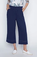 Wide leg crinkle gauze capri