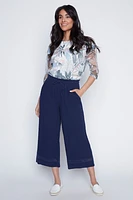 Wide leg crinkle gauze capri