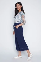 Wide leg crinkle gauze capri