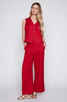 Linen blend wide leg pant