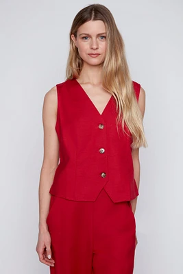 Linen blend vest