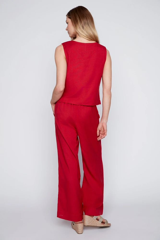 Linen blend wide leg pant