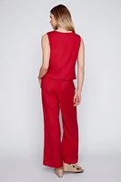 Linen blend wide leg pant