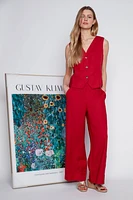 Linen blend wide leg pant