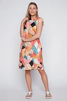 Geo print linen dress