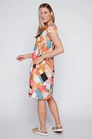 Geo print linen dress