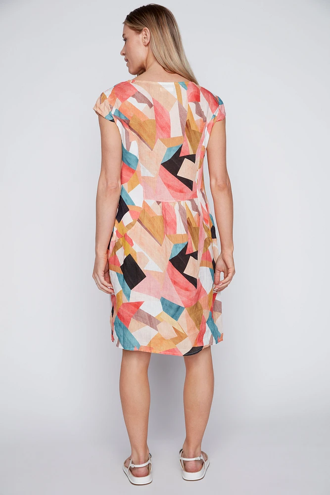 Geo print linen dress