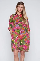 Tropic print cotton blend dress