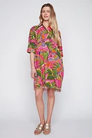 Tropic print cotton blend dress