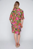 Tropic print cotton blend dress