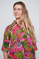 Tropic print cotton blend dress