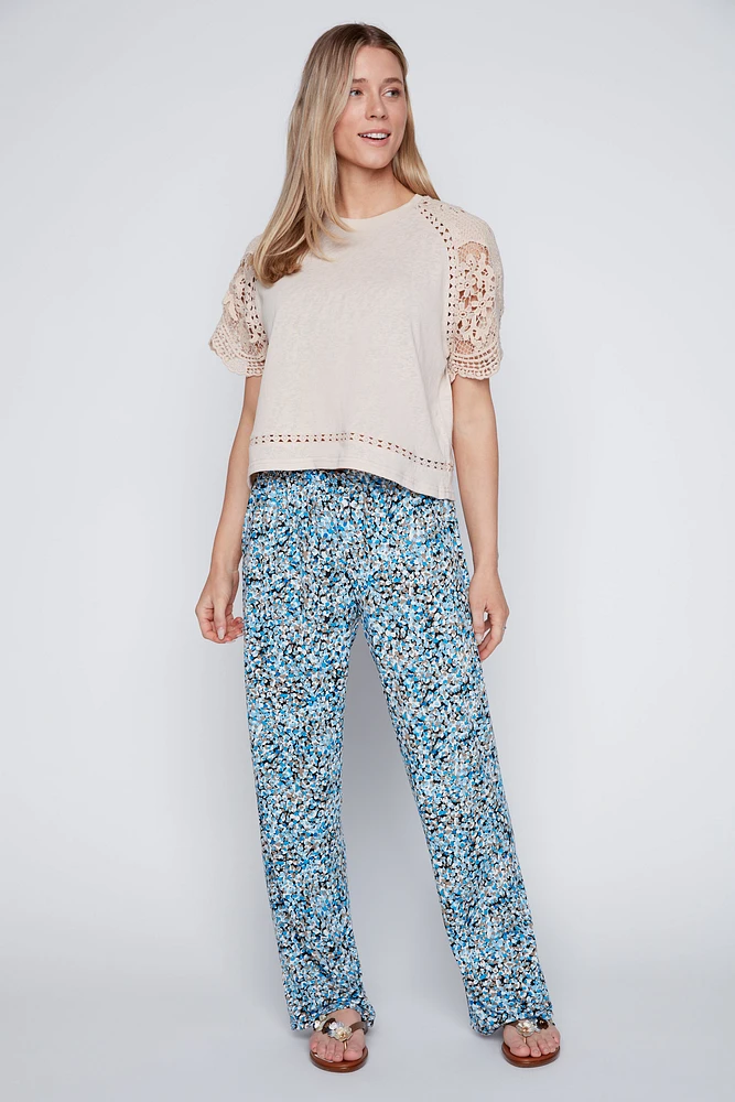 Embroidered sleeve t-shirt