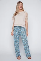 Embroidered sleeve t-shirt