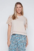 Embroidered sleeve t-shirt