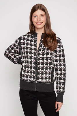 Star pattern zip front cardigan