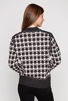 Star pattern zip front cardigan