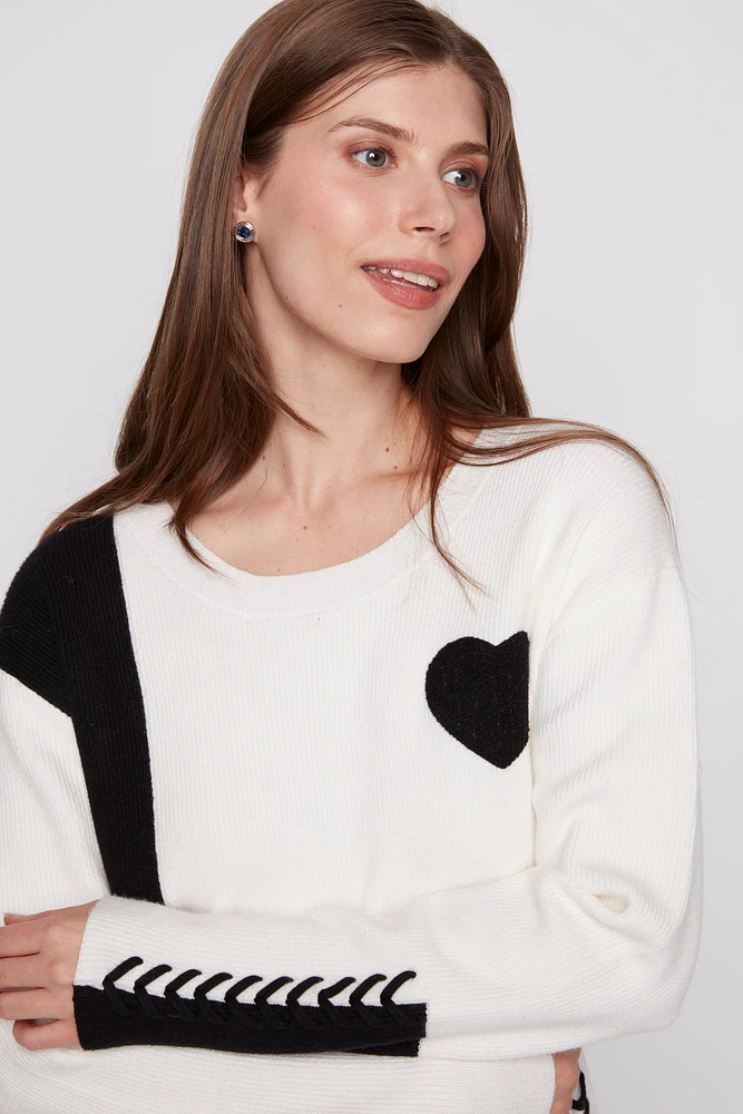 Heart and drawstring detail sweater