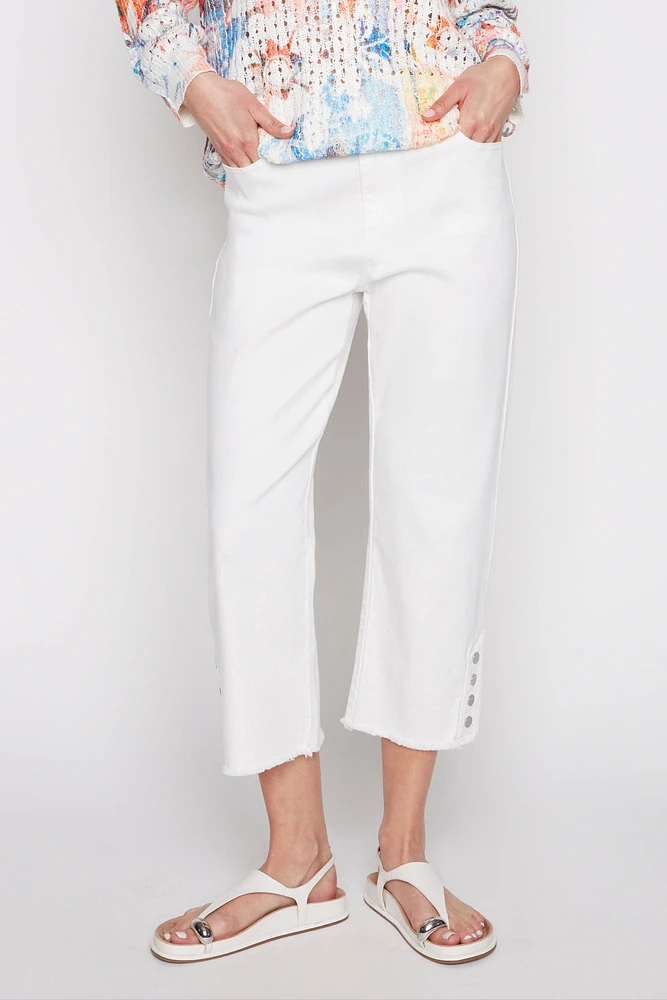 Cotton denim capri with rivets