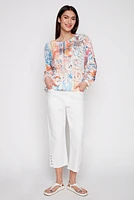 Cotton denim capri with rivets