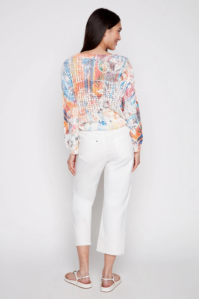 Cotton denim capri with rivets
