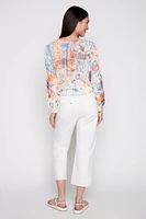 Cotton denim capri with rivets