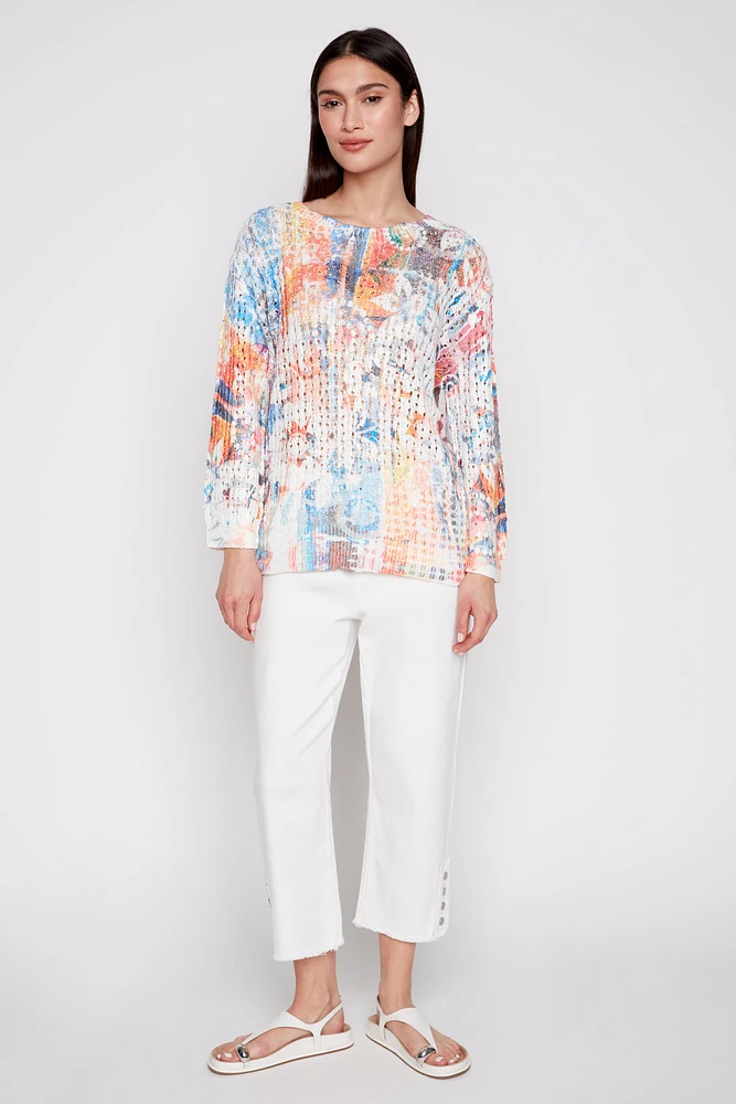Floral crochet sweater