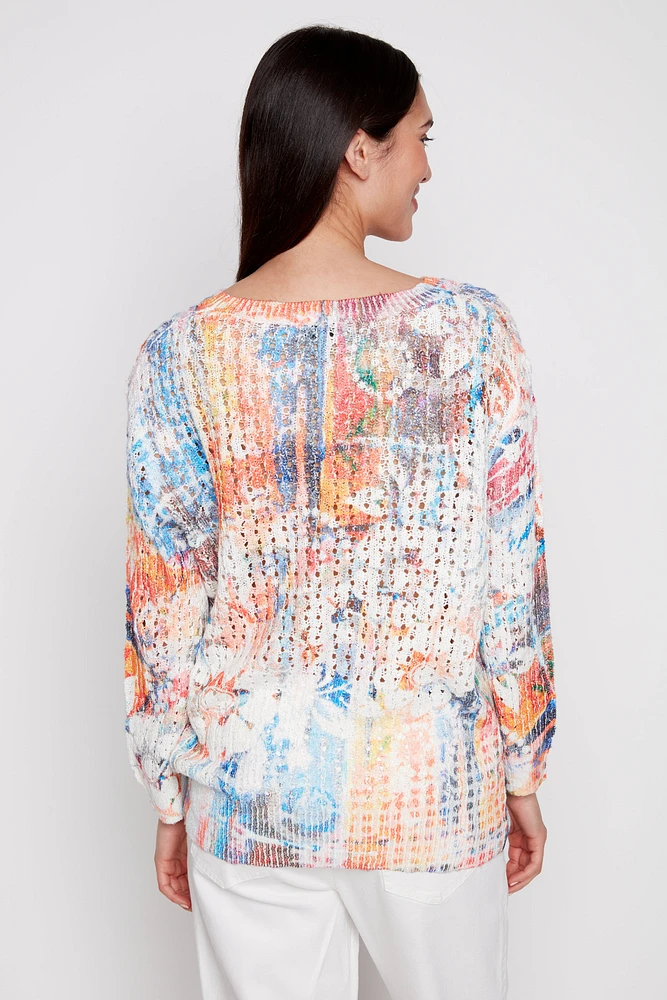 Floral crochet sweater