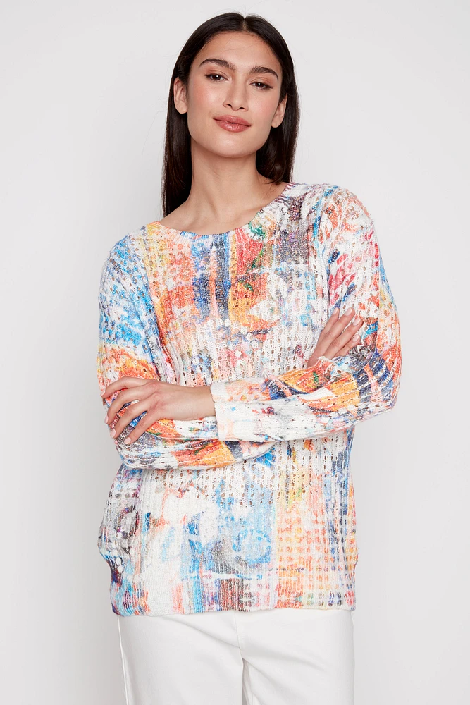 Floral crochet sweater