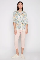 Henley floral print top