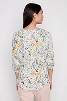 Henley floral print top