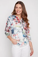 Burnout henley floral top