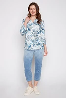 Henley abstract print top