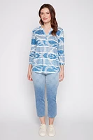 Henley abstract circles print top