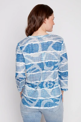 Henley abstract circles print top