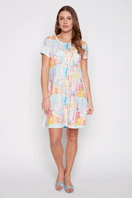 Abstract design rhinestone detail dress