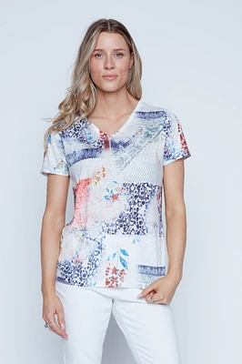 Le t-shirt dévoré à imprimé abstrait