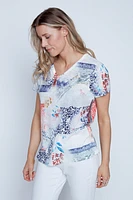 Le t-shirt dévoré à imprimé abstrait
