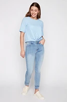 Slim leg side embroidery jean