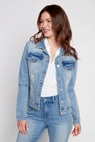 La veste en denim avec détails strass