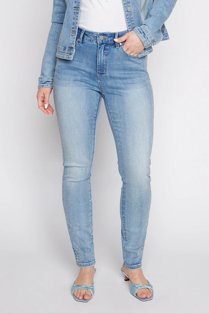 Slim leg rhinestone detail jean