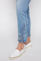 Slim leg embroidery and pearl detail jean