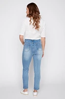 Slim leg embroidery and pearl detail jean