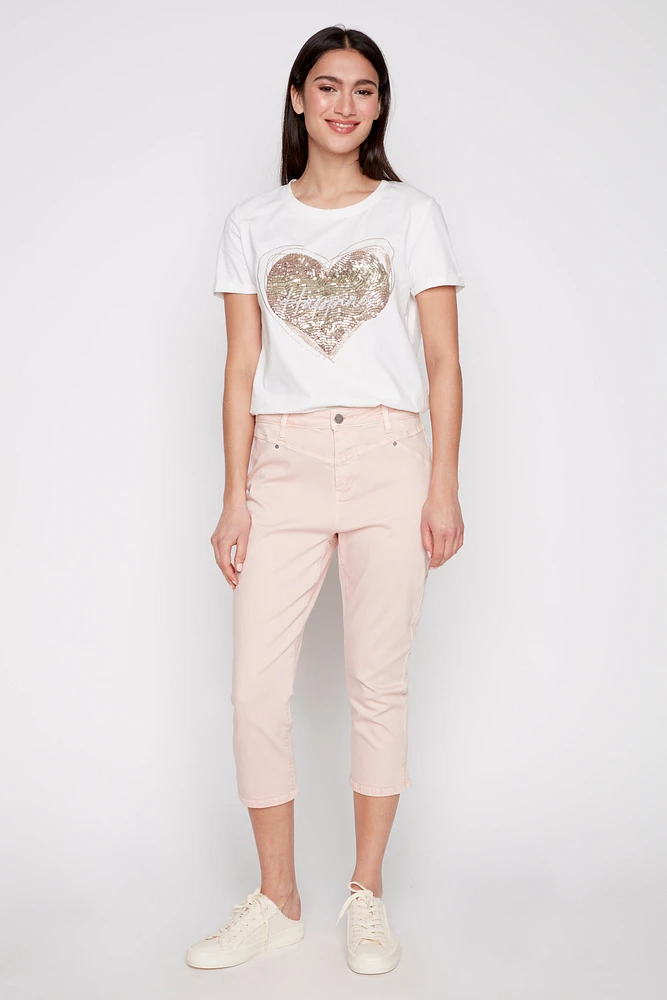 Cotton denim capri